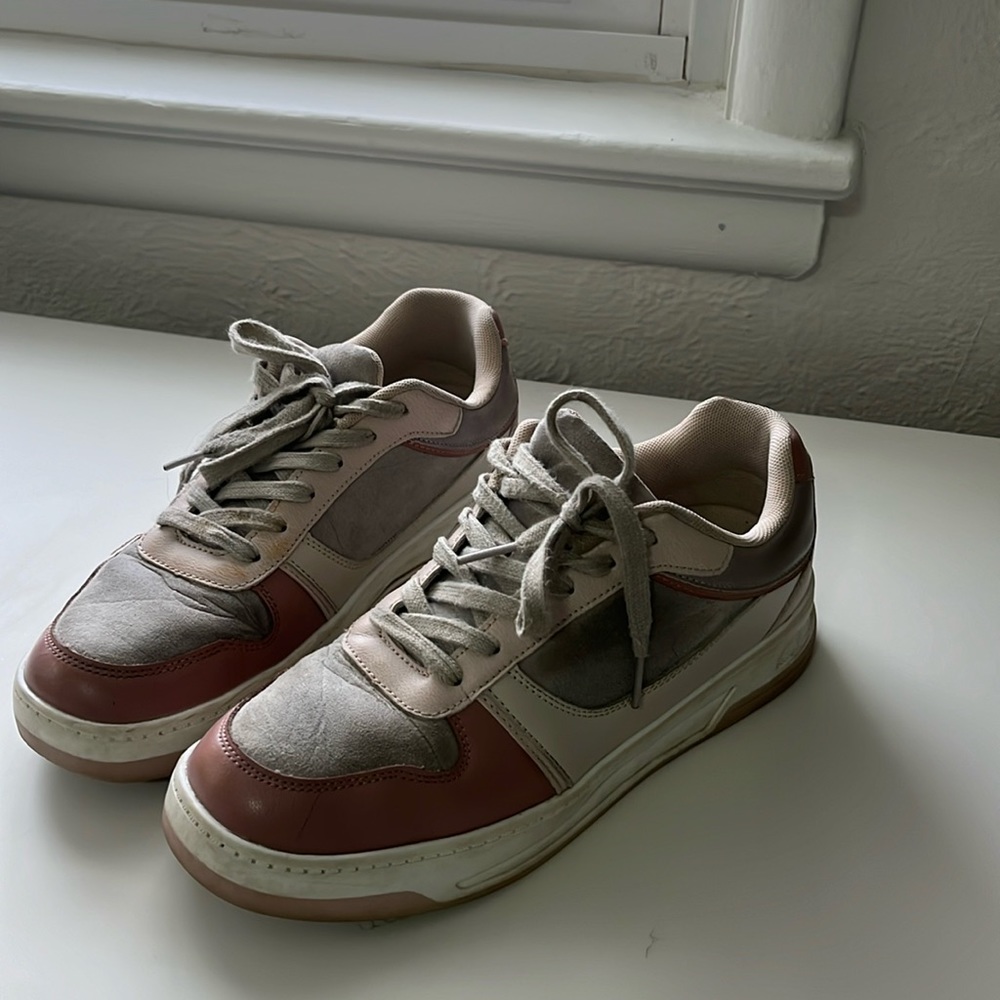 Pink, grey and white vegan sneakers